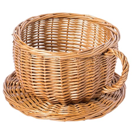 Vintiquewise Wicker Saucer Coffee Mug Cup Decorative Gift Basket Desk Organizer QI003795